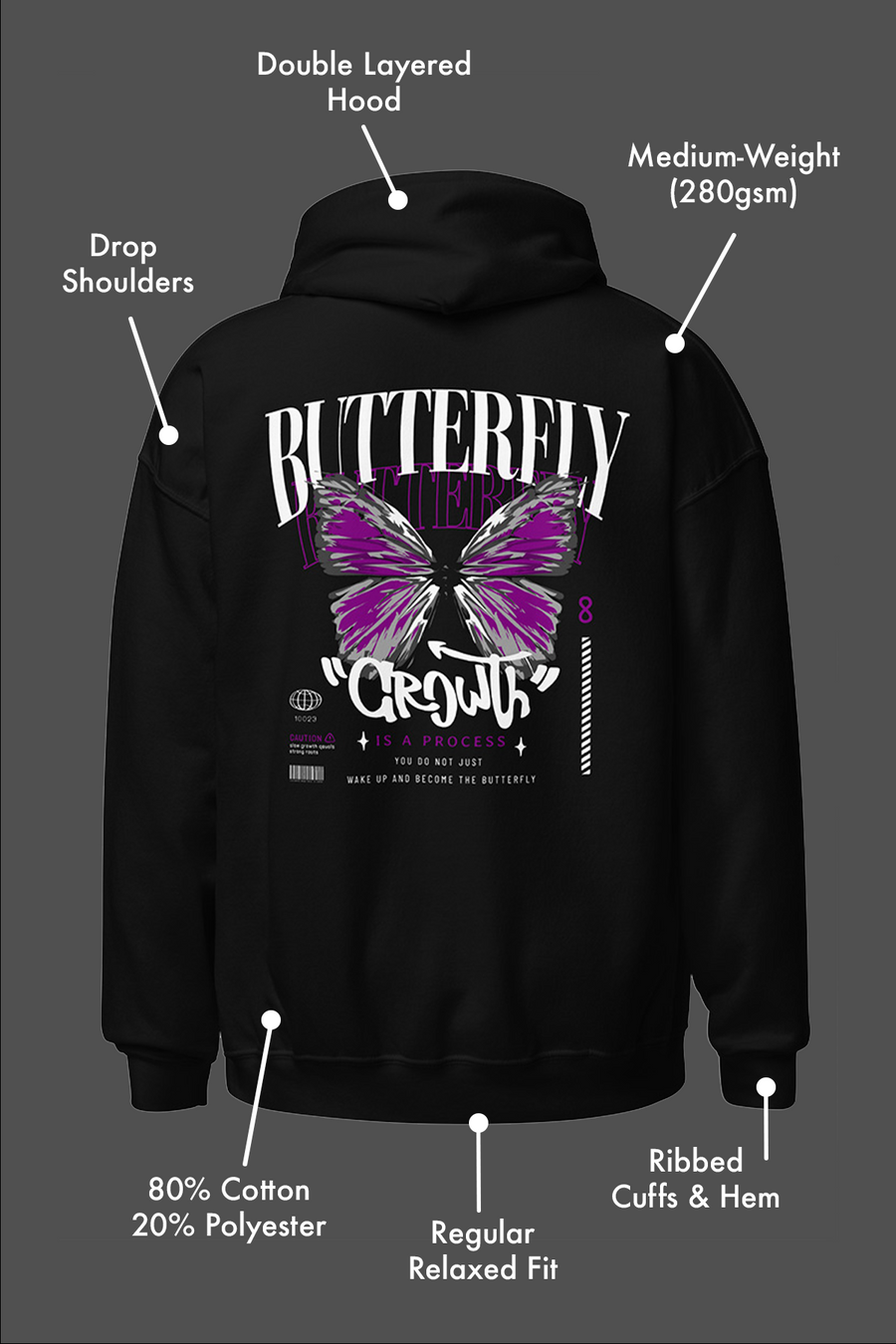 Butterfly Growth Asexual Hoodie