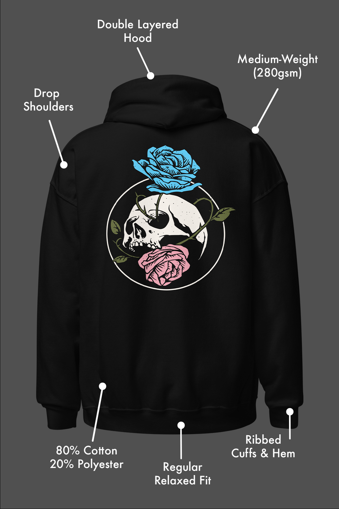 Skull & Roses Transgender Hoodie