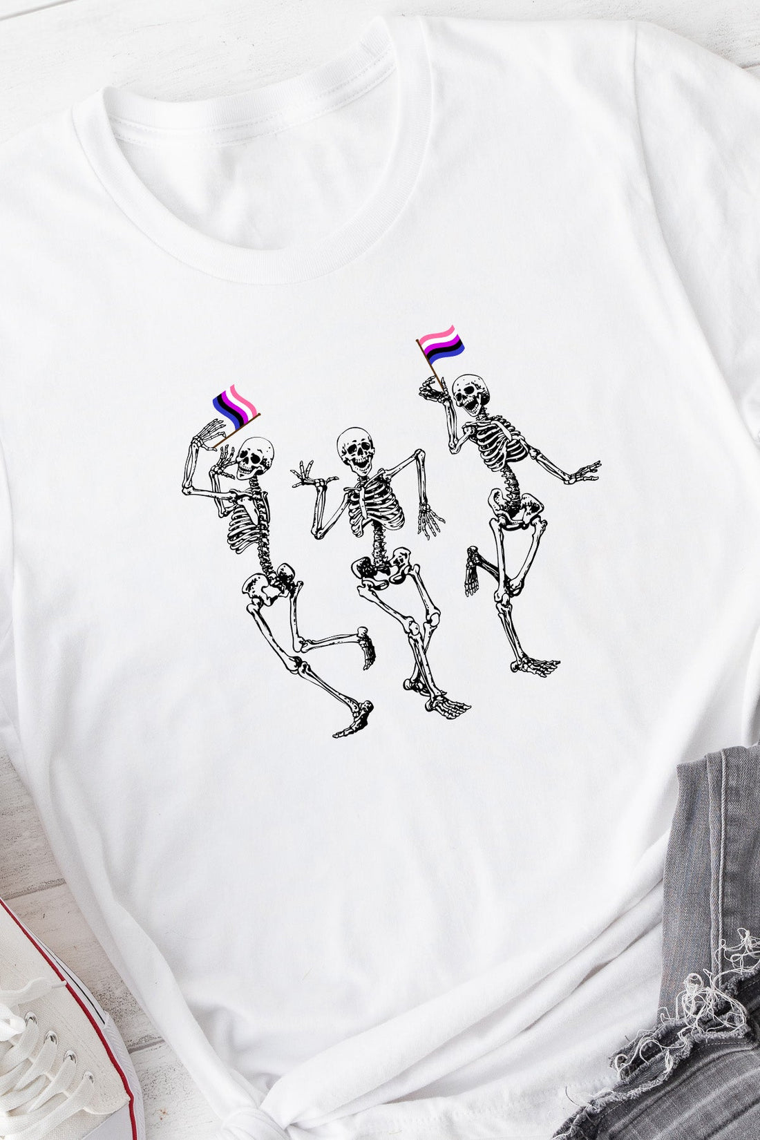 Dancing Skeletons Gender Fluid Tee