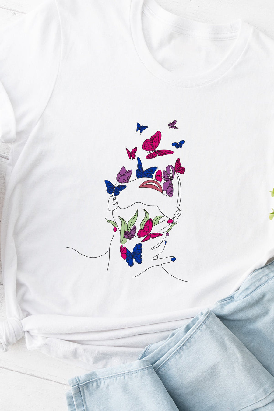 Butterfly Line Art Bisexual Tee