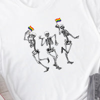 Dancing Skeletons Rainbow Tee