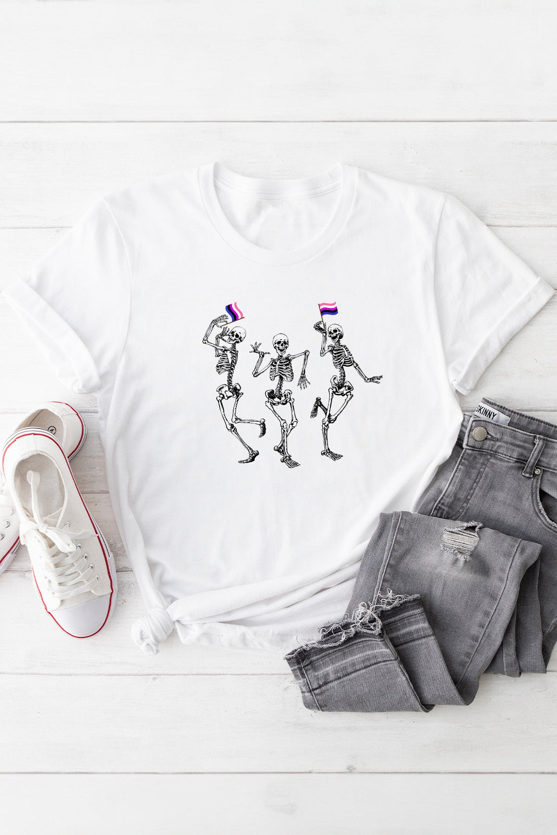 Dancing Skeletons Gender Fluid Tee