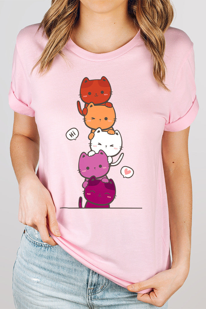 Kawaii Cat Pile Lesbian Tee