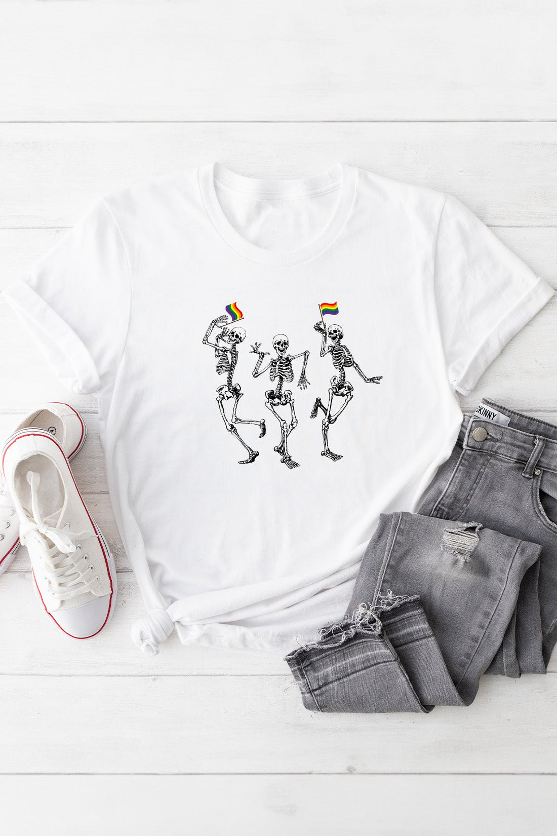 Dancing Skeletons Rainbow Tee