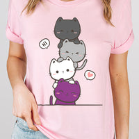 Kawaii Cat Pile Asexual Tee