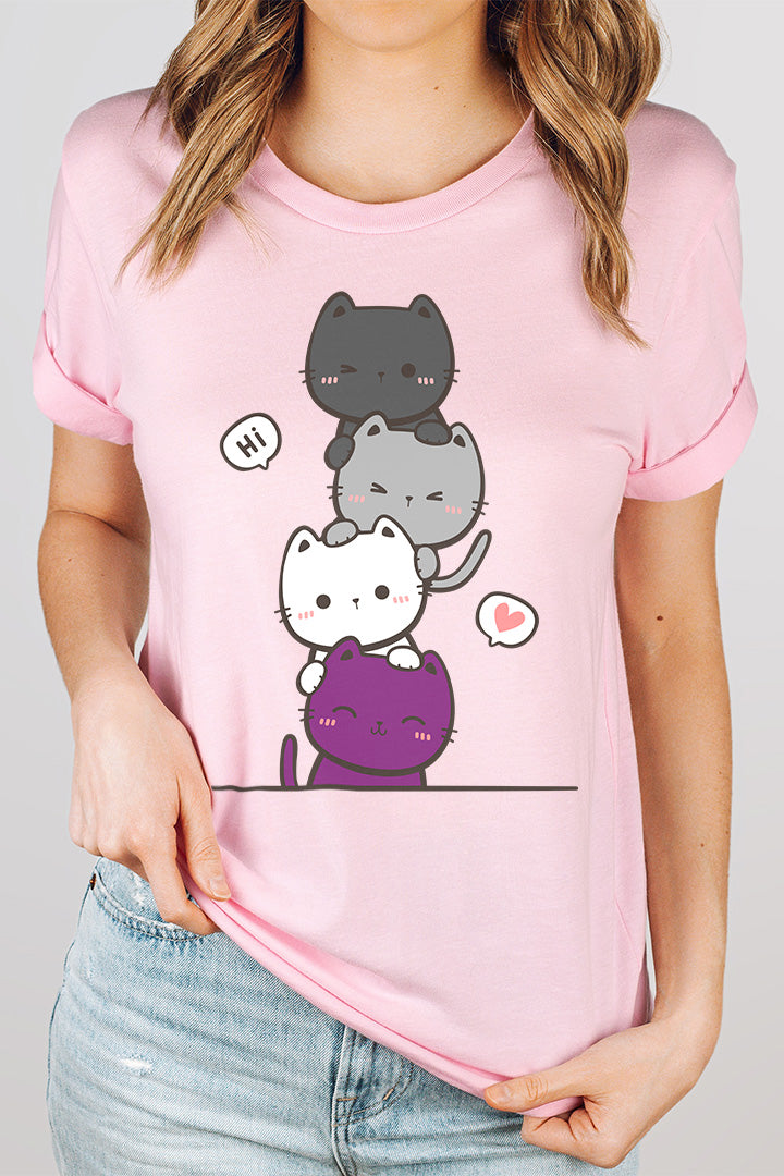 Kawaii Cat Pile Asexual Tee