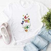 Butterfly Line Art Rainbow Tee