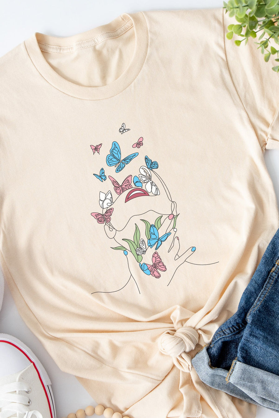 Butterfly Line Art Transgender Tee