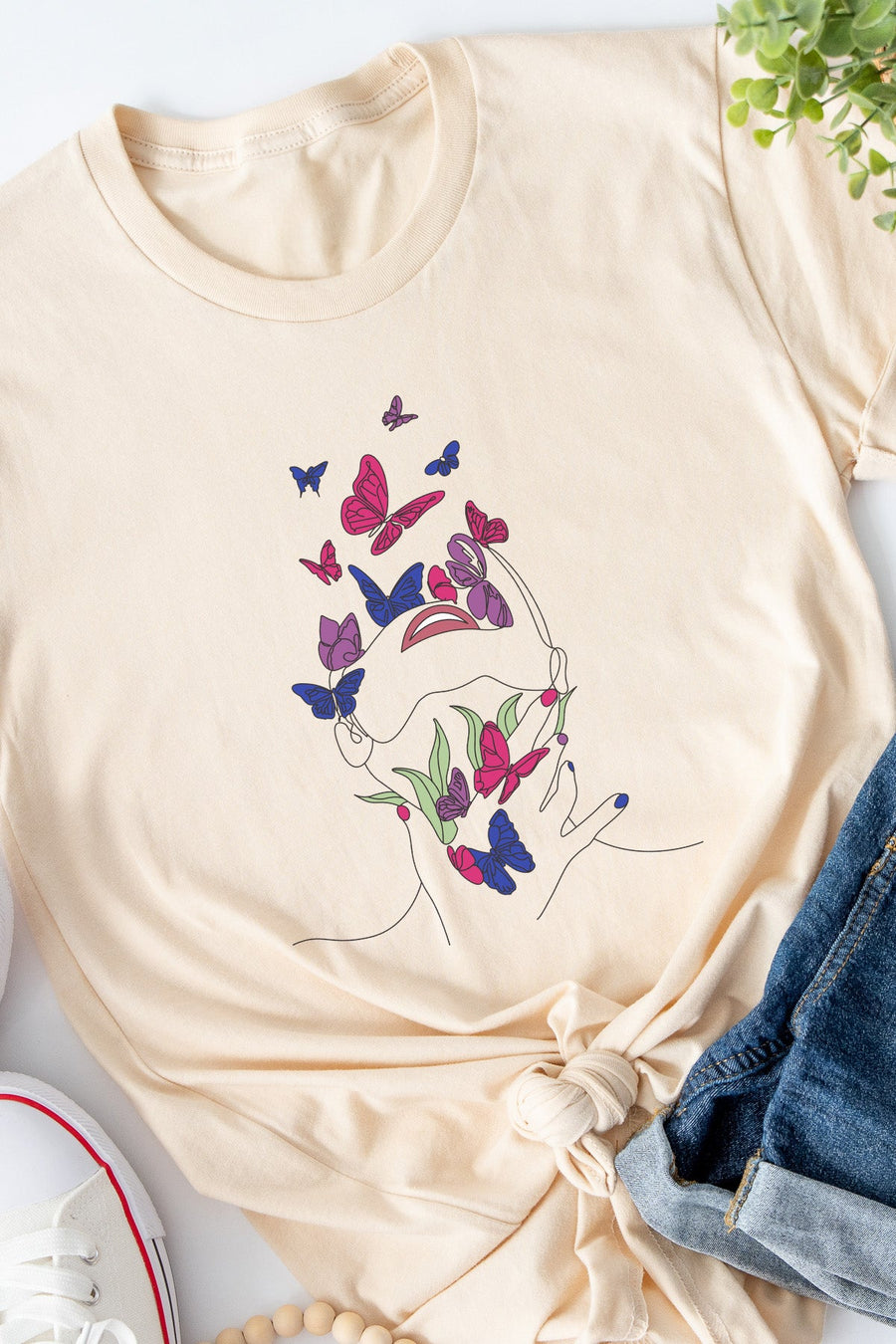 Butterfly Line Art Bisexual Tee