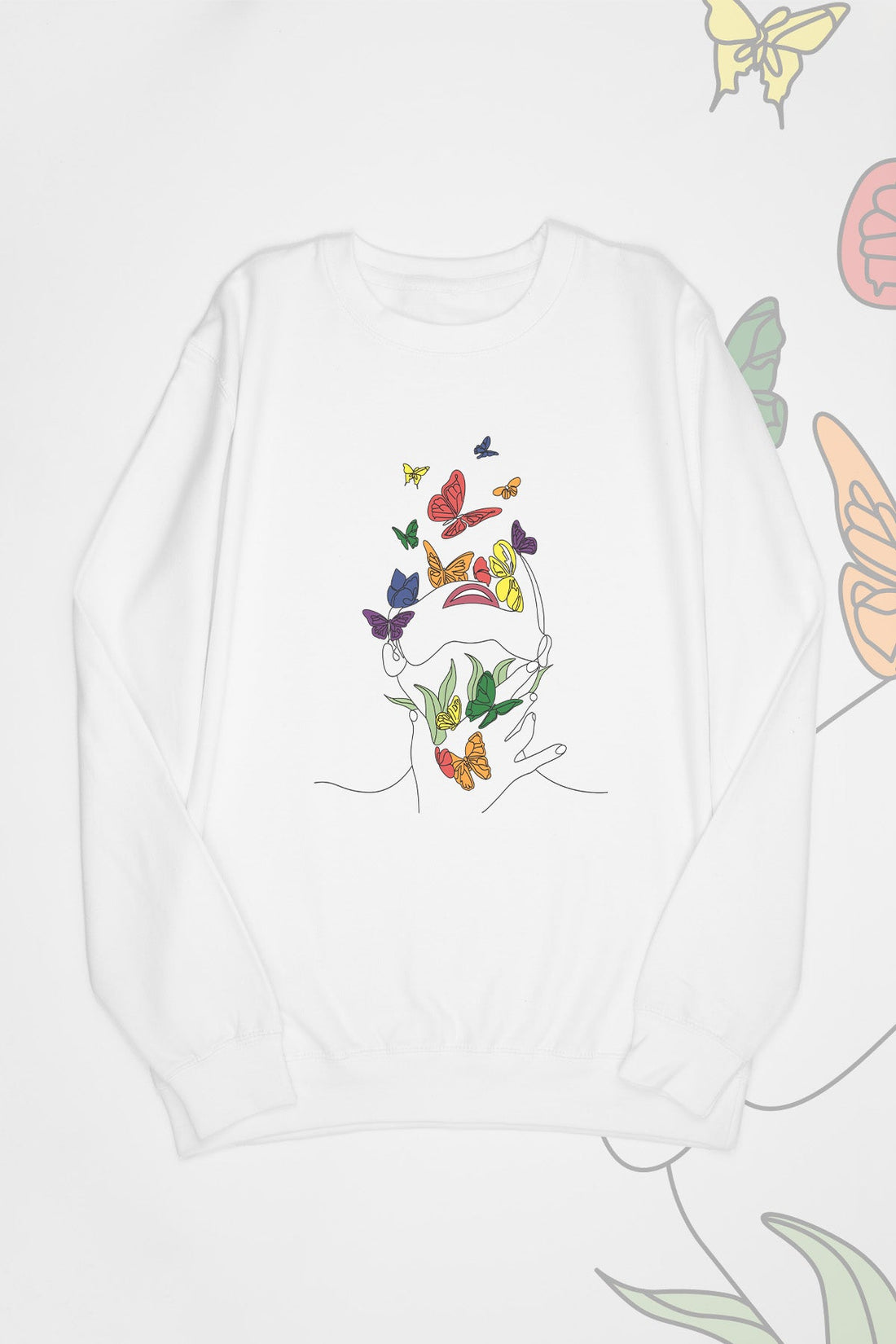 Butterfly Line Art Rainbow Sweat