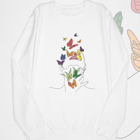 Butterfly Line Art Rainbow Sweat