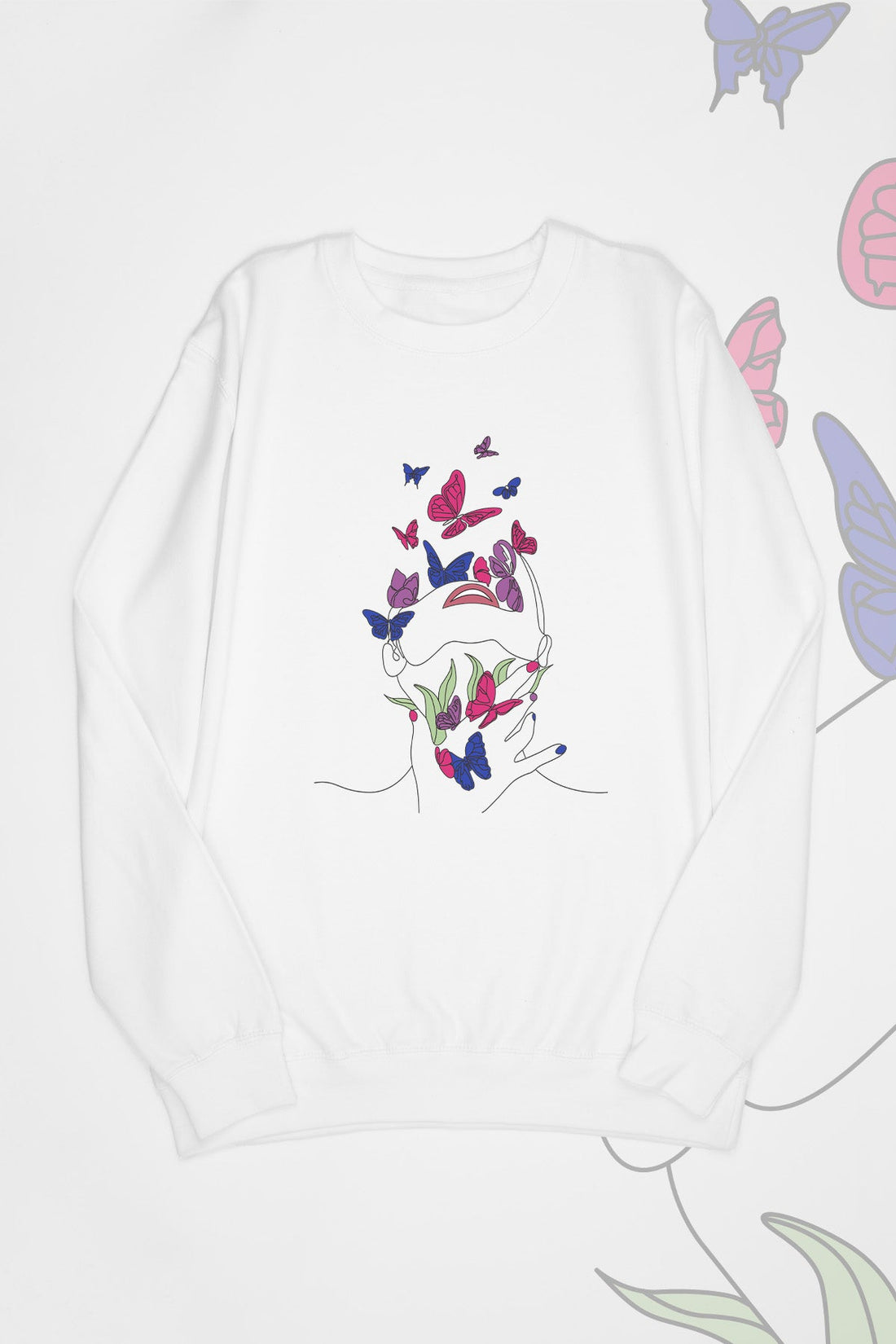 Butterfly Line Art Bisexual Sweat