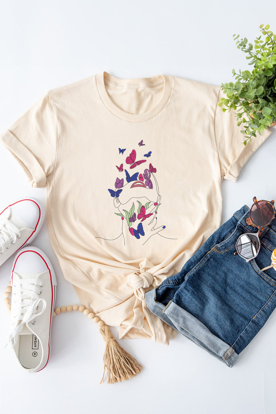 Butterfly Line Art Bisexual Tee