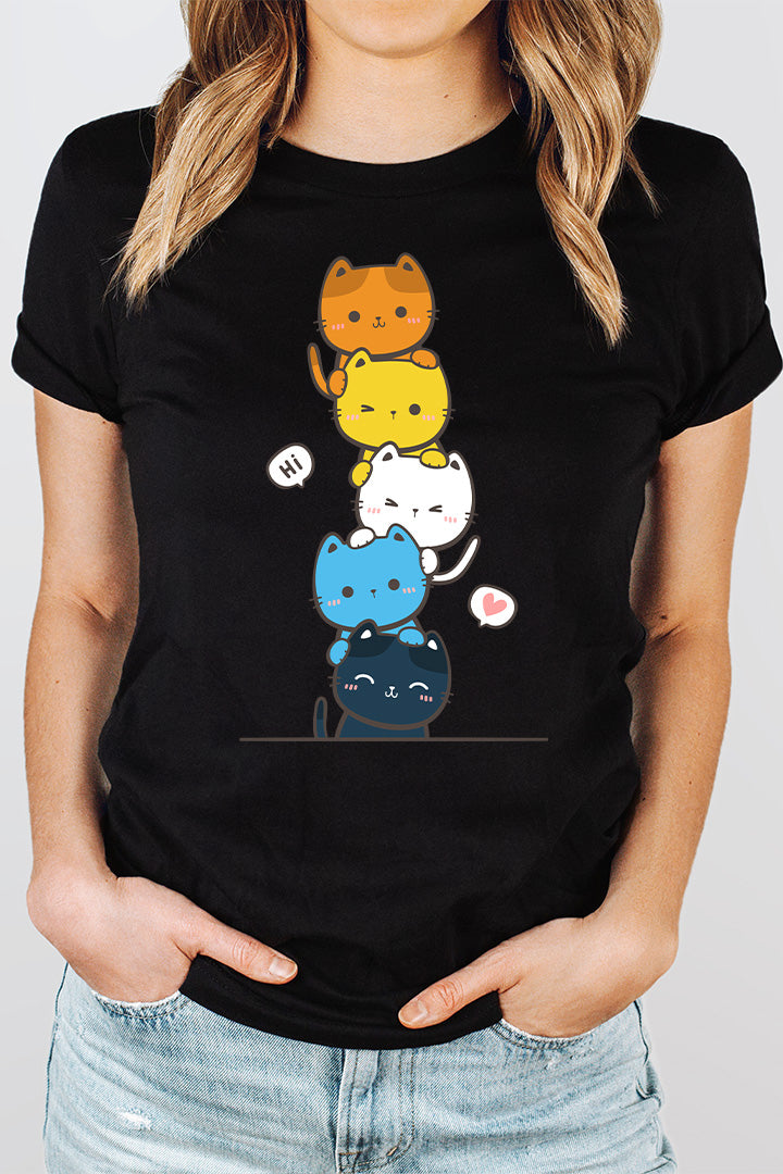 Kawaii Cat Pile AroAce Tee