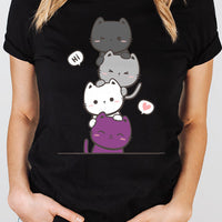 Kawaii Cat Pile Asexual Tee