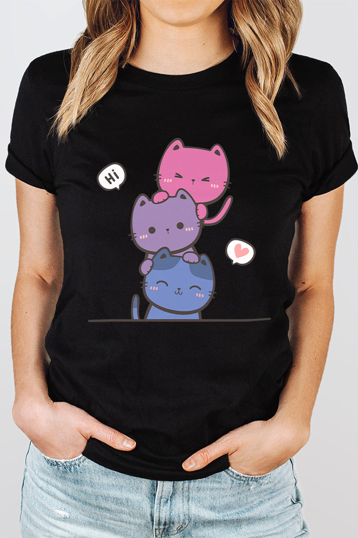 Kawaii Cat Pile Bisexual Tee