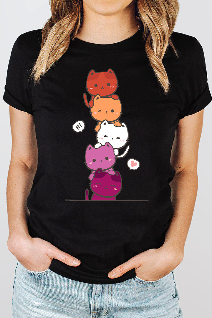 Kawaii Cat Pile Lesbian Tee