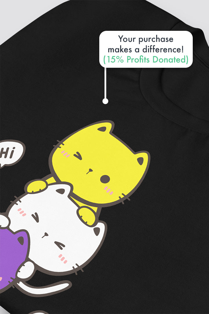 Kawaii Cat Pile Non-Binary Tee