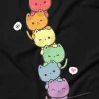 Kawaii Cat Pile Rainbow Tee