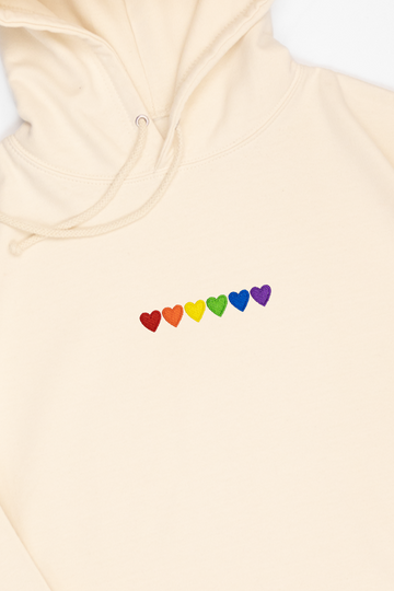 Embroidered Hearts Rainbow Hoodie