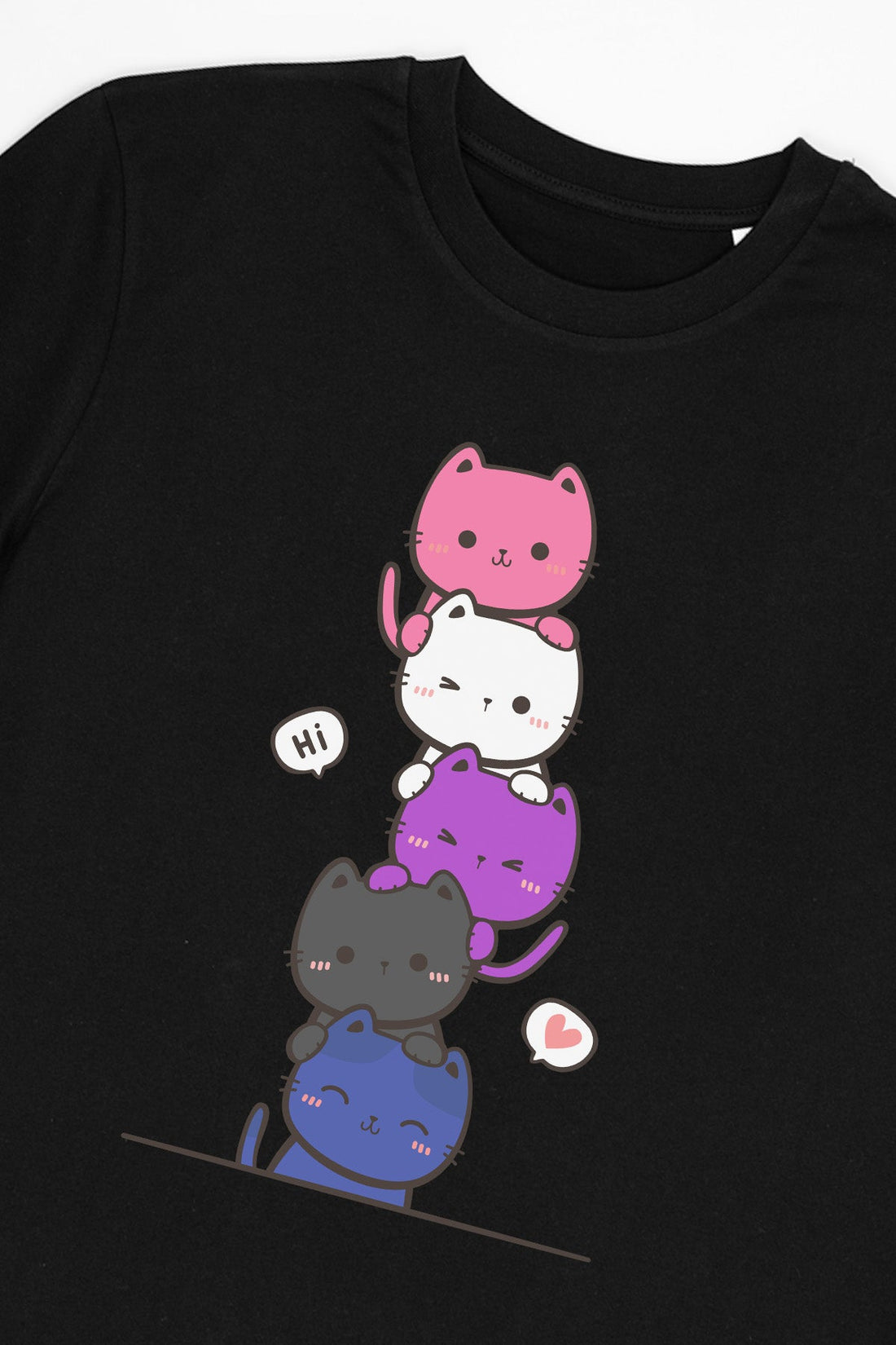 Kawaii Cat Pile Gender-Fluid Tee