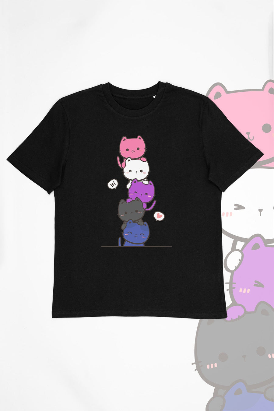 Kawaii Cat Pile Gender-Fluid Tee