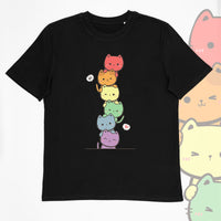 Kawaii Cat Pile Rainbow Tee
