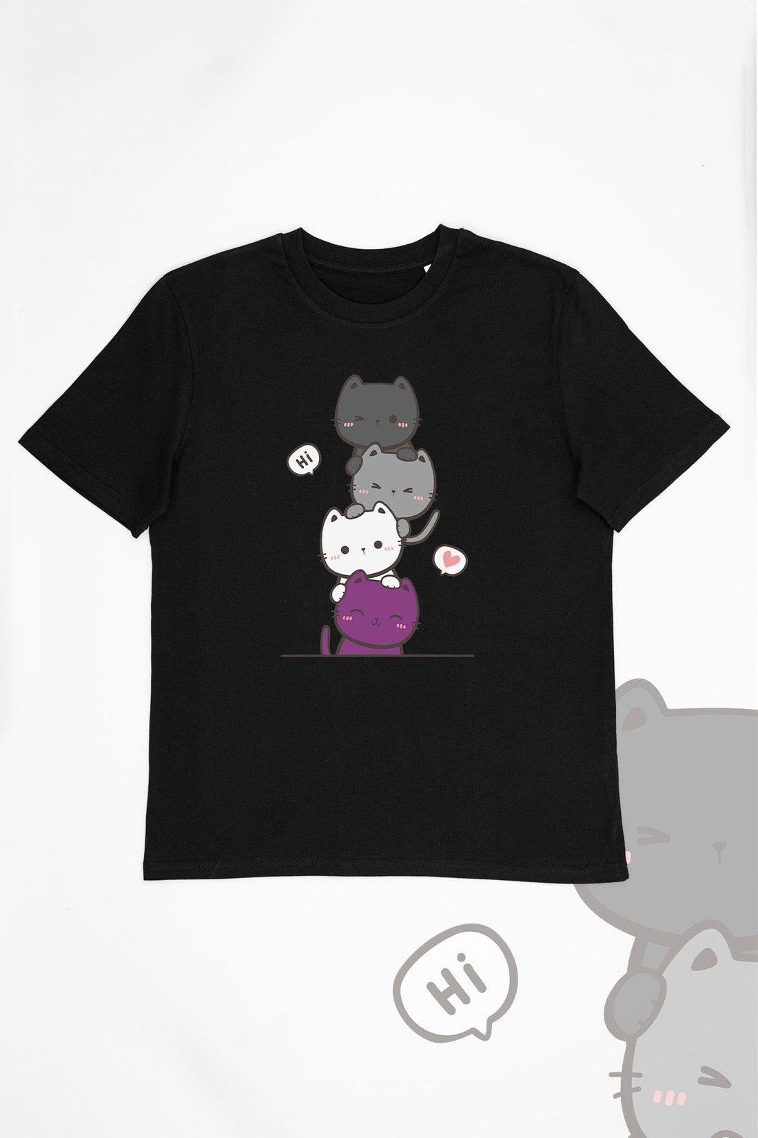 Kawaii Cat Pile Asexual Tee