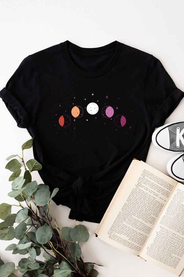 Celestial Moon Phase Lesbian Tee