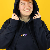 Embroidered Hearts Non-Binary Hoodie