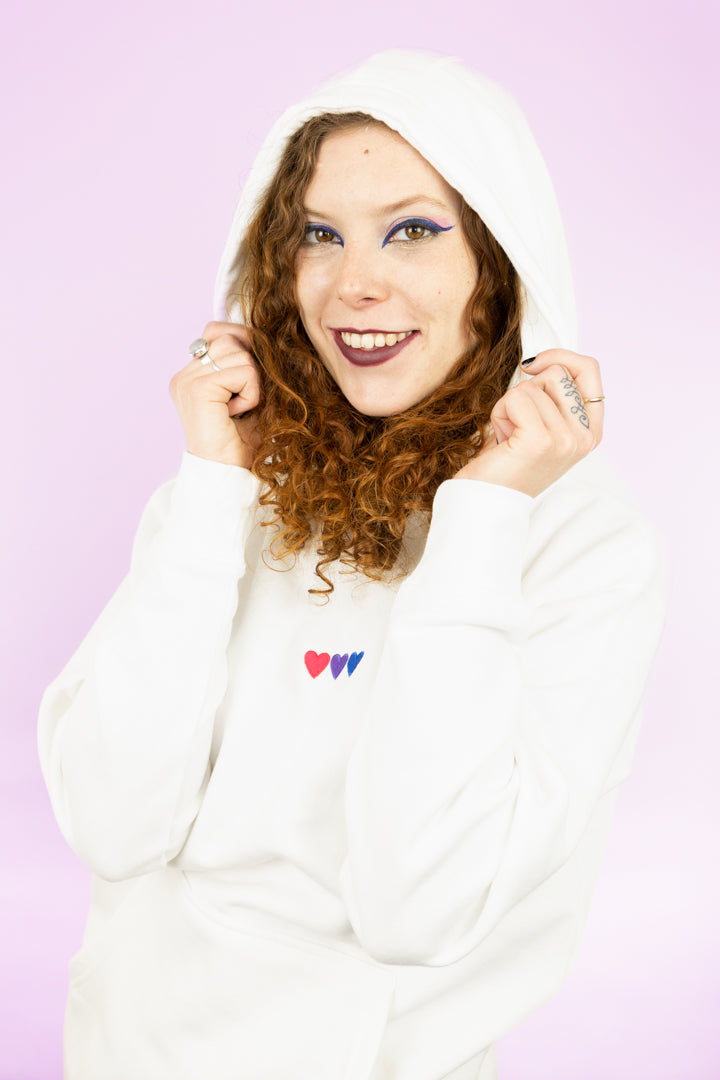 Embroidered Hearts Bisexual Hoodie