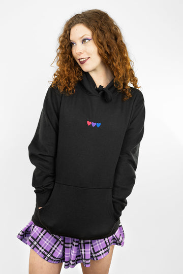 Embroidered Hearts Bisexual Hoodie