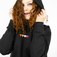 Embroidered Hearts Lesbian Hoodie