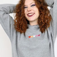 Embroidered Hearts Lesbian Hoodie