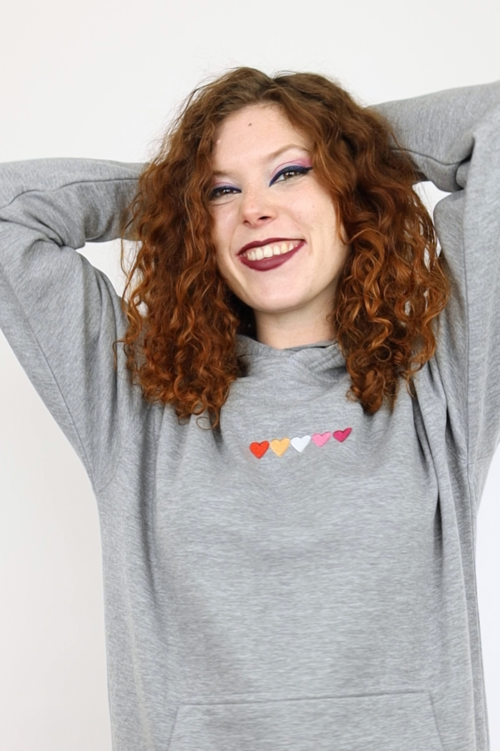 Embroidered Hearts Lesbian Hoodie