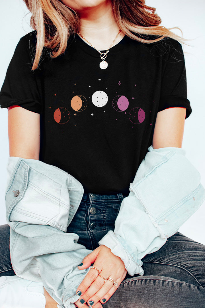 Celestial Moon Phase Lesbian Tee