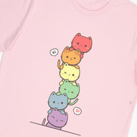 Kawaii Cat Pile Rainbow Tee