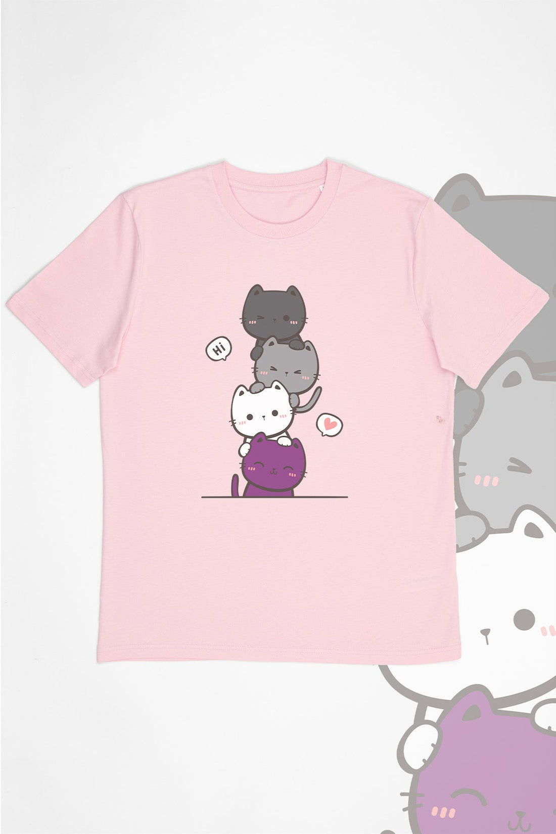 Kawaii Cat Pile Asexual Tee