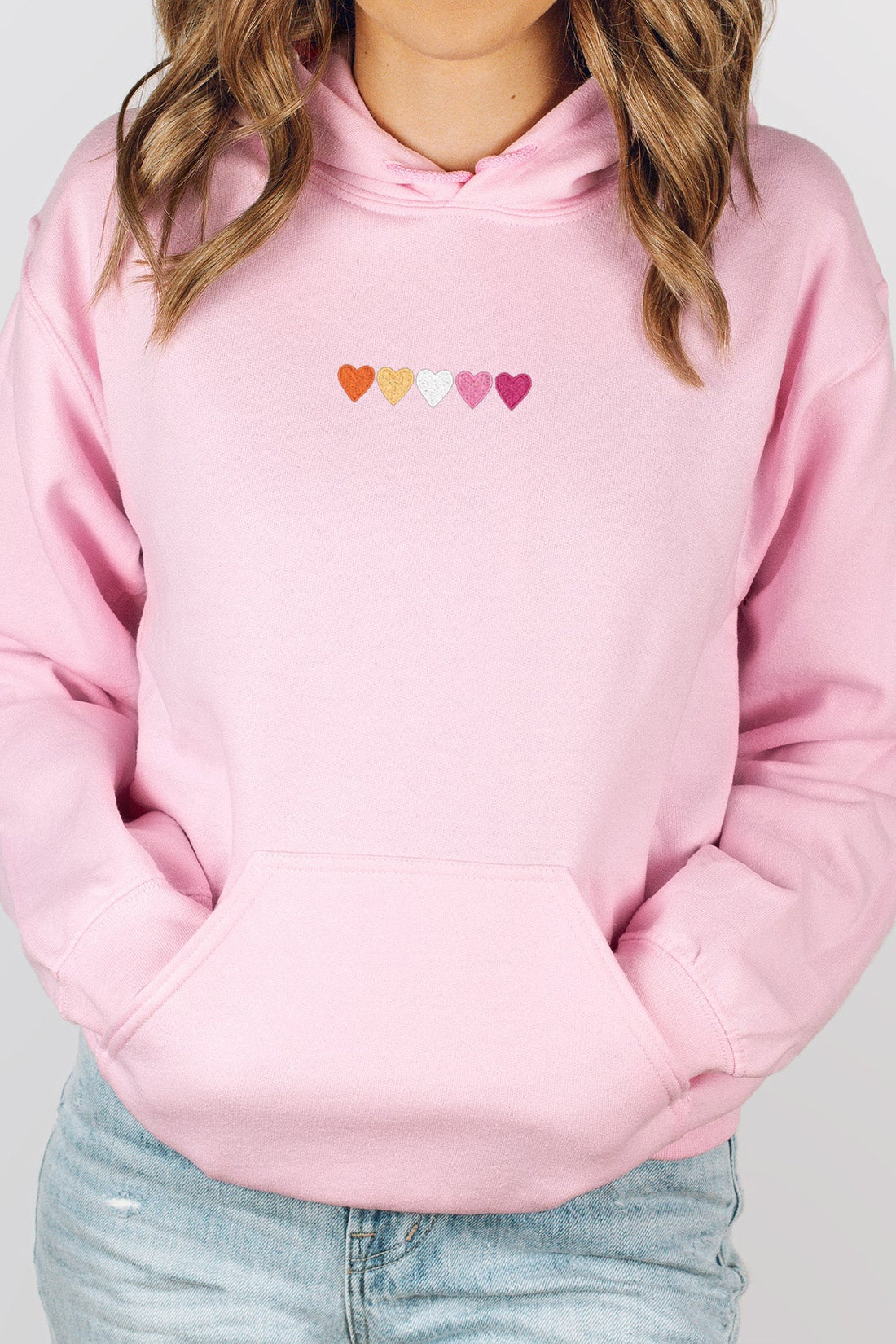 Embroidered Hearts Lesbian Hoodie