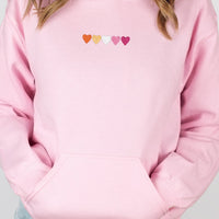 Embroidered Hearts Lesbian Hoodie